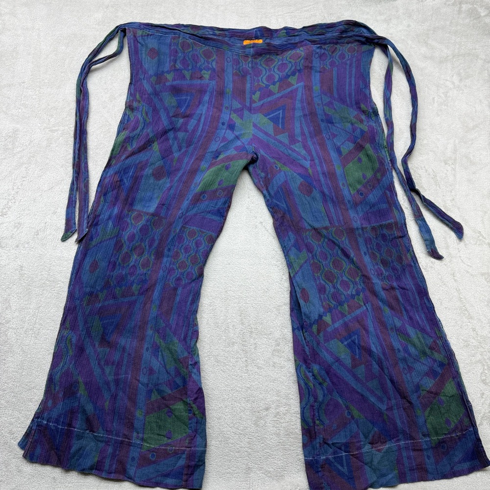 ConiglioPalm Beach Pareo Women's 1 Wrap Pants Geometric Tribal Cotton Boho Wide